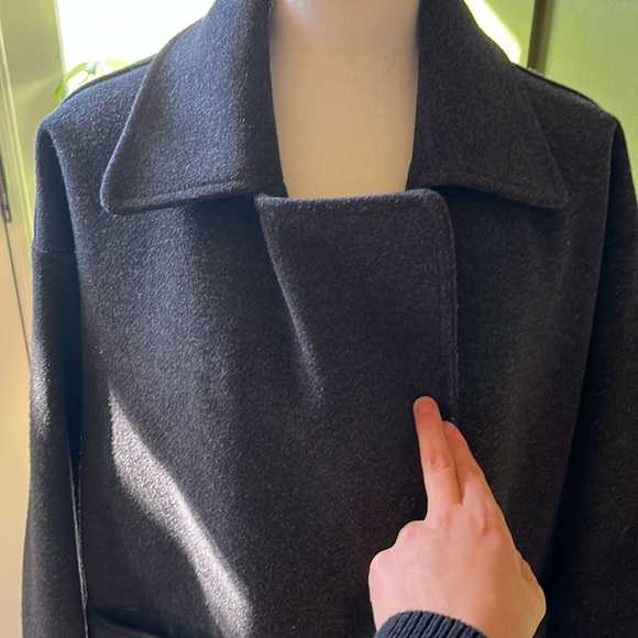 Oversized Heavy Warm Staple Wardrobe Long Full Length Charcoal Coat Jacket - Picture 6 of 14